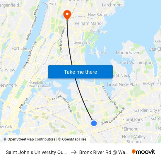 Saint John s University Queens Campus to Bronx River Rd @ Wakefield Ave map