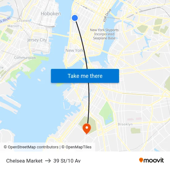 Chelsea Market to 39 St/10 Av map
