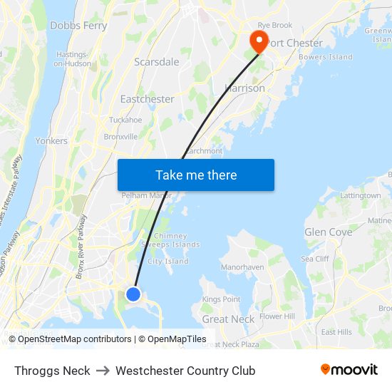 Throggs Neck to Westchester Country Club map