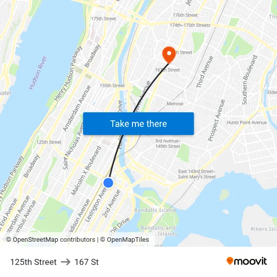 125th Street to 167 St map