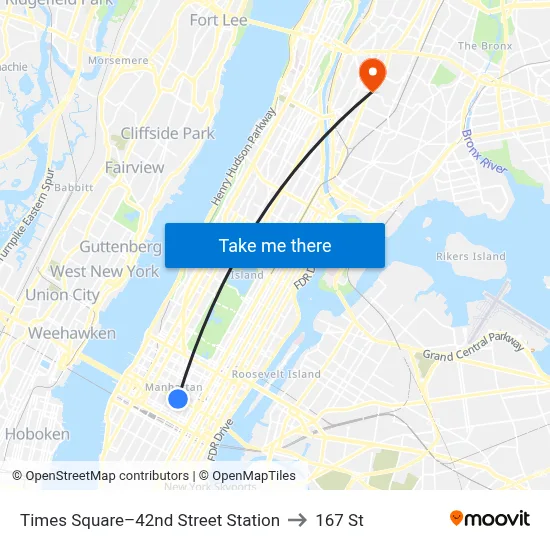 Times Square–42nd Street Station to 167 St map