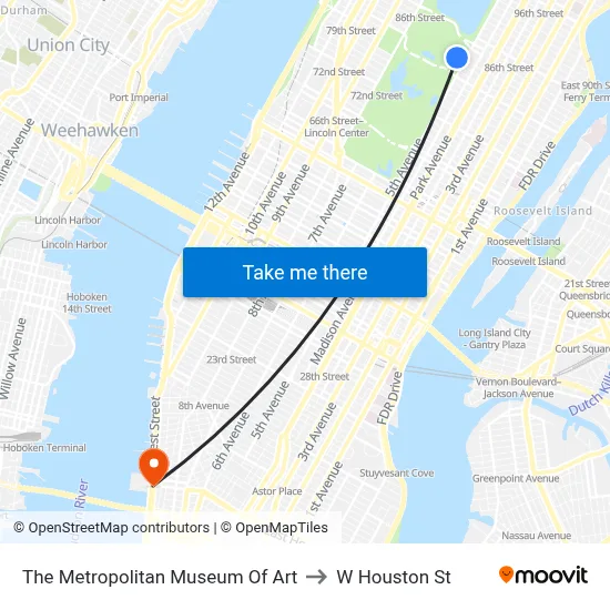 The Metropolitan Museum Of Art to W Houston St map