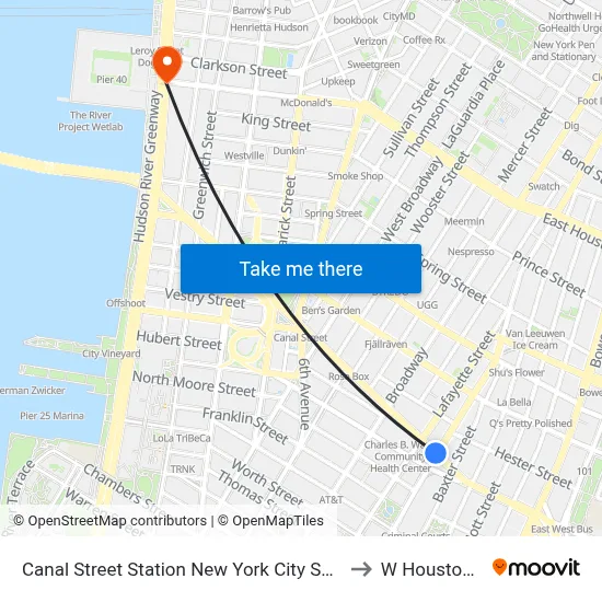 Canal Street Station New York City Subway to W Houston St map