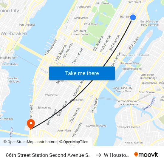 86th Street Station Second Avenue Subway to W Houston St map