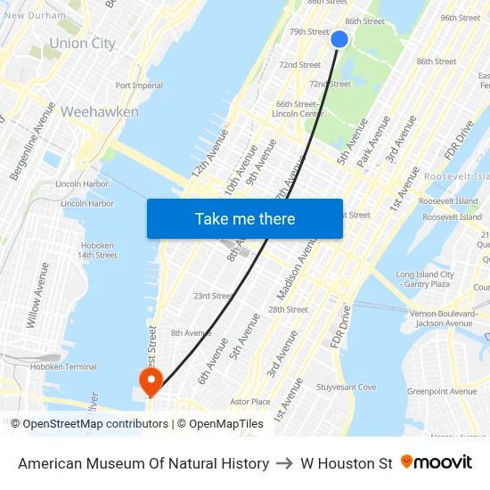 American Museum Of Natural History to W Houston St map