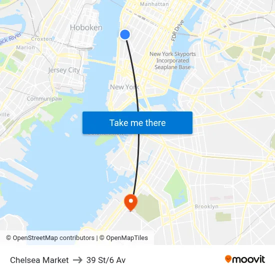 Chelsea Market to 39 St/6 Av map