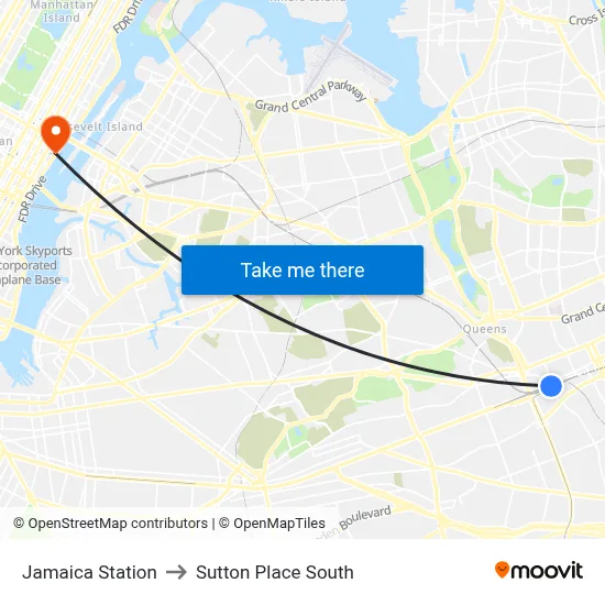 Jamaica Station to Sutton Place South map