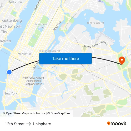 12th Street to Unisphere map