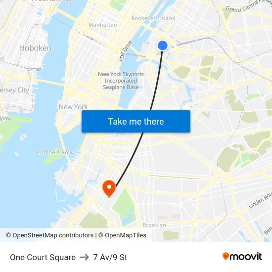 One Court Square to 7 Av/9 St map