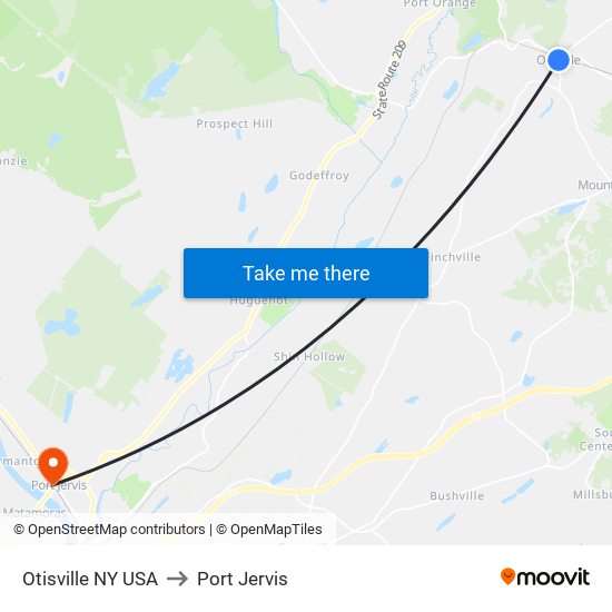 Otisville NY USA to Port Jervis map