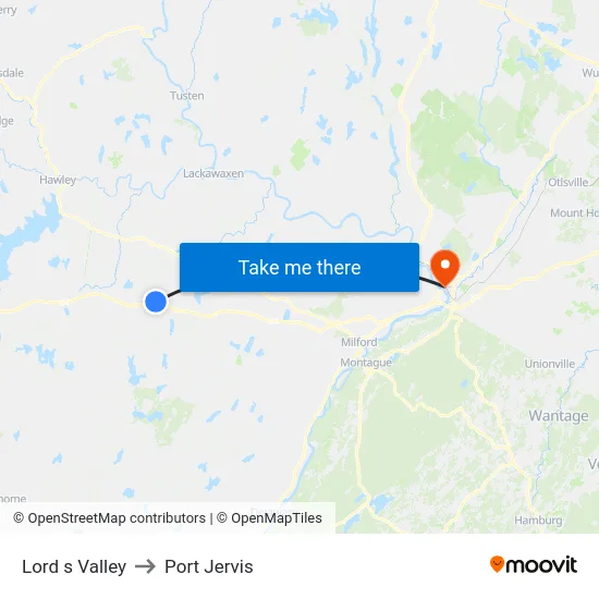 Lord s Valley to Port Jervis map