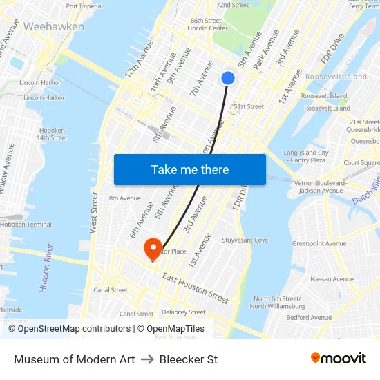 Museum of Modern Art to Bleecker St map
