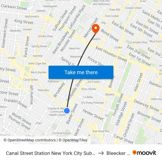 Canal Street Station New York City Subway to Bleecker St map