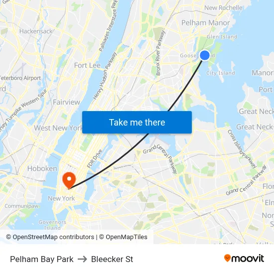 Pelham Bay Park to Bleecker St map