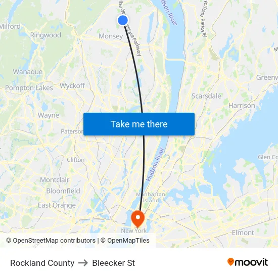 Rockland County to Bleecker St map