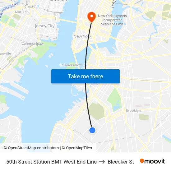 50th Street Station BMT West End Line to Bleecker St map
