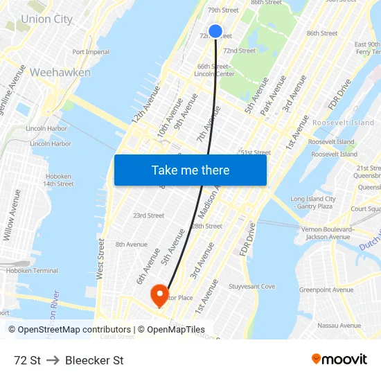 72 St to Bleecker St map