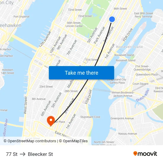 77 St to Bleecker St map