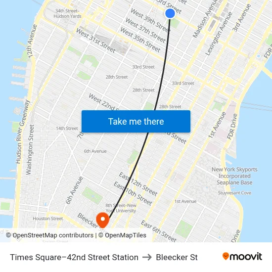 Times Square–42nd Street Station to Bleecker St map
