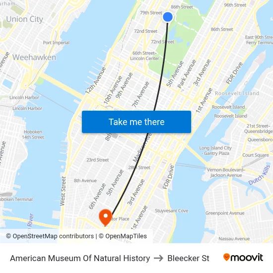 American Museum Of Natural History to Bleecker St map