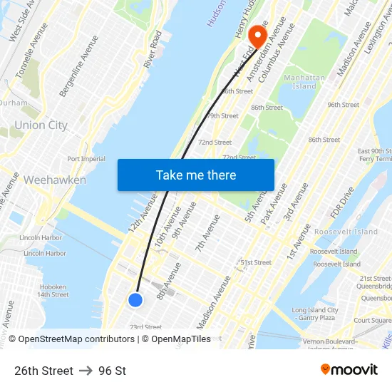 26th Street to 96 St map