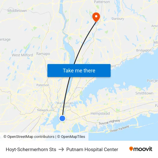 Hoyt-Schermerhorn Sts to Putnam Hospital Center map