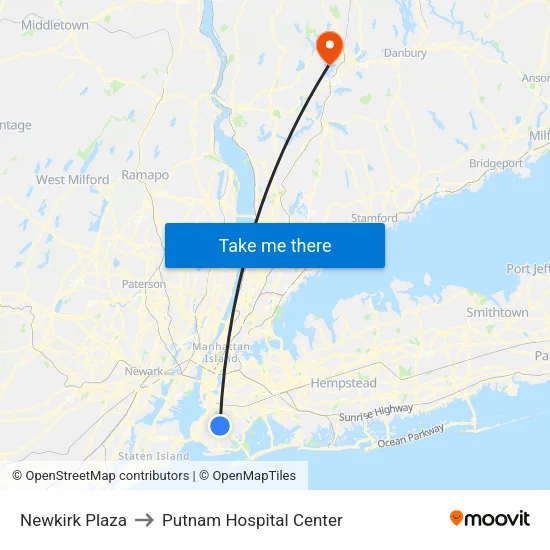 Newkirk Plaza to Putnam Hospital Center map