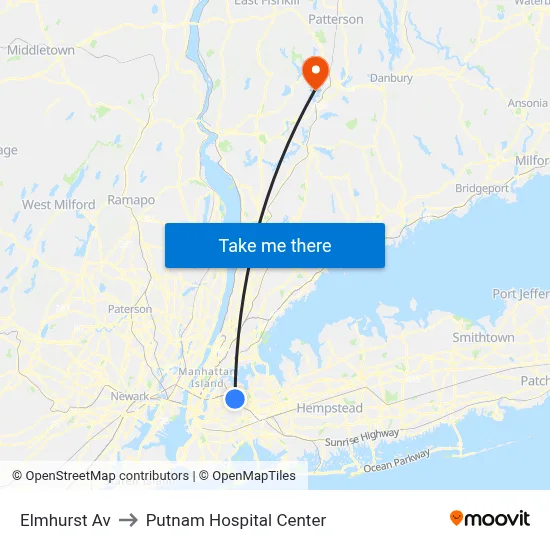 Elmhurst Av to Putnam Hospital Center map