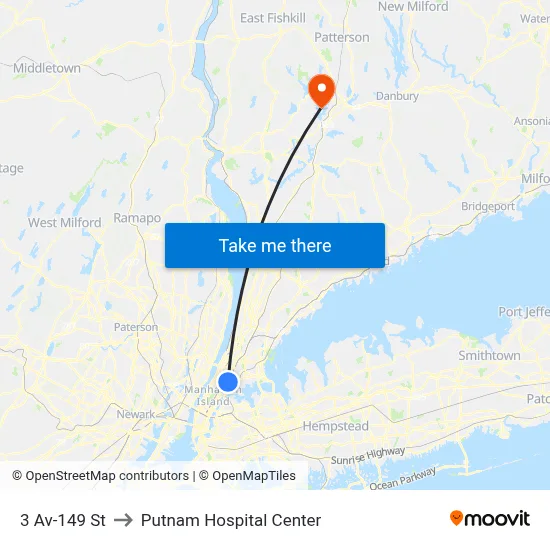 3 Av-149 St to Putnam Hospital Center map