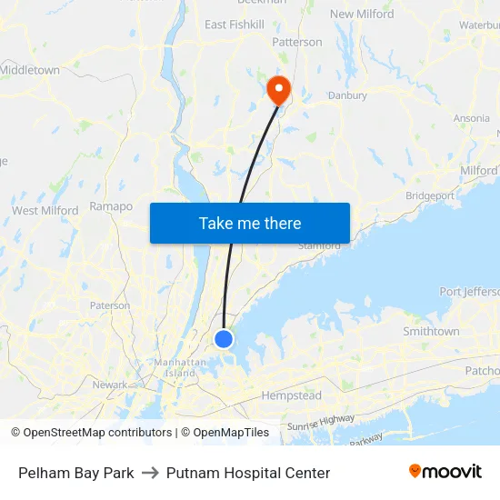 Pelham Bay Park to Putnam Hospital Center map