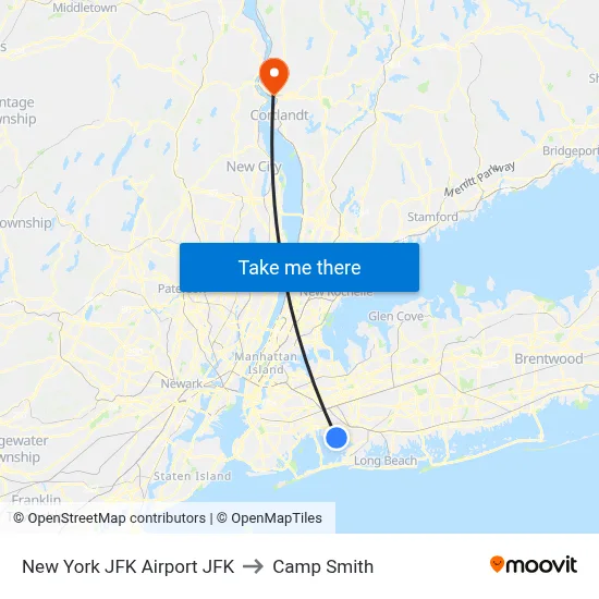 New York JFK Airport JFK to Camp Smith map
