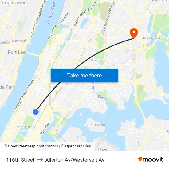 116th Street to Allerton Av/Westervelt Av map