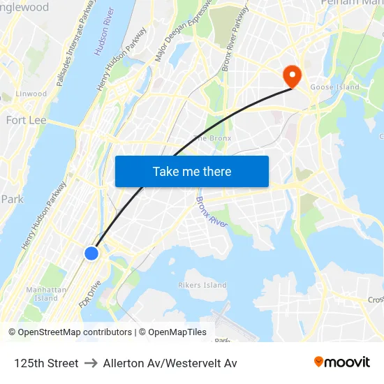 125th Street to Allerton Av/Westervelt Av map