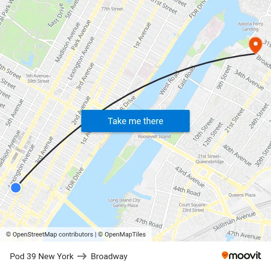 Pod 39 New York to Broadway map