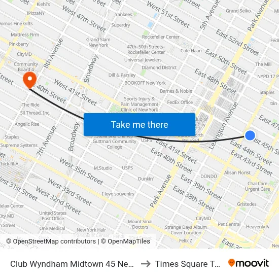 Club Wyndham Midtown 45 New York to Times Square Tower map