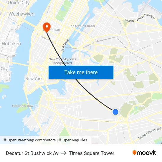 Decatur St Bushwick Av to Times Square Tower map