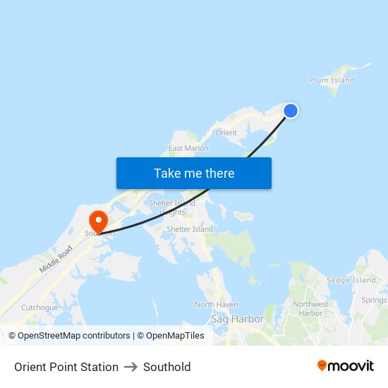 Orient Point Station to Southold map