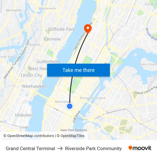 Grand Central Terminal to Riverside Park Community map
