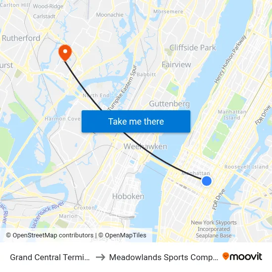 Grand Central Terminal to Meadowlands Sports Complex map