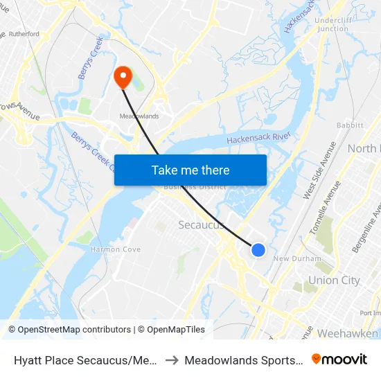 Hyatt Place Secaucus/Meadowlands to Meadowlands Sports Complex map