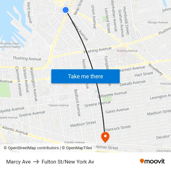 Marcy Ave to Fulton St/New York Av map