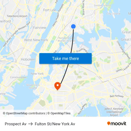 Prospect Av to Fulton St/New York Av map