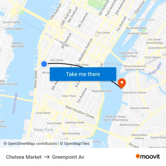 Chelsea Market to Greenpoint Av map