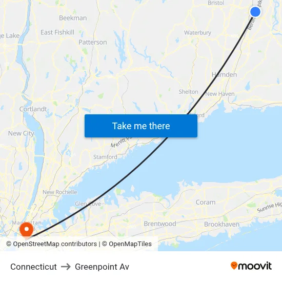Connecticut to Greenpoint Av map
