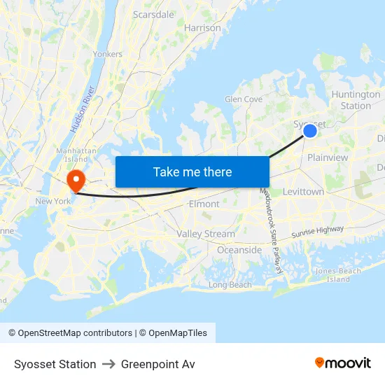Syosset Station to Greenpoint Av map