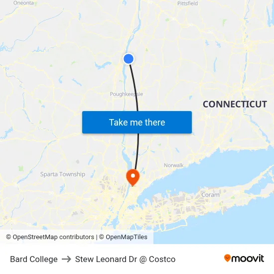 Bard College to Stew Leonard Dr @ Costco map