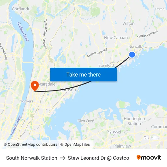 South Norwalk Station to Stew Leonard Dr @ Costco map
