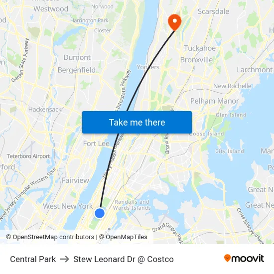 Central Park to Stew Leonard Dr @ Costco map