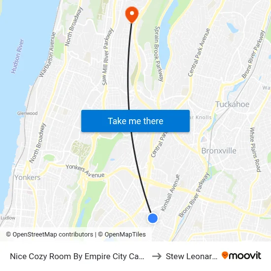 Nice Cozy Room By Empire City Casino And Cross County Mall, Yonkers to Stew Leonard Dr @ Costco map