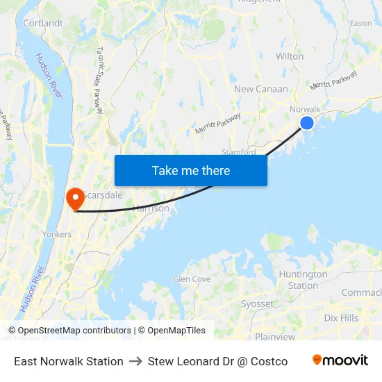 East Norwalk Station to Stew Leonard Dr @ Costco map